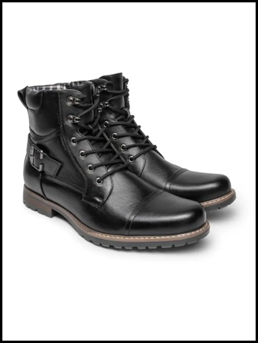 Premium Synthetic Leather Motorcycle Combat Boots with Zipper